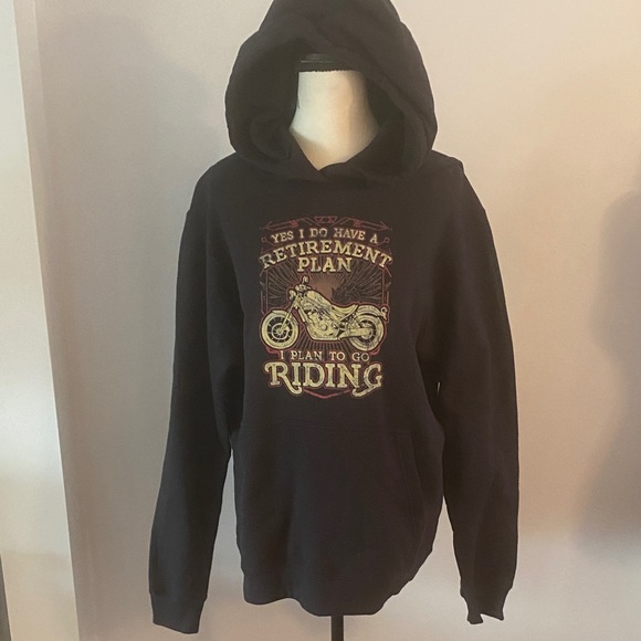 Port and Company Tops - Motorcycle retirement statement hoodie medium
